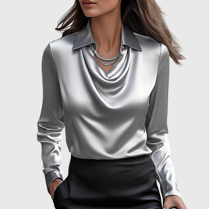 Athena™ | Top mit Watervalhals und Langarm