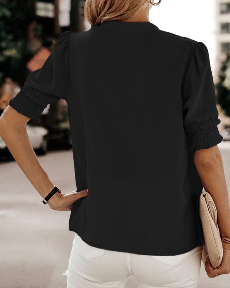 Lotte™ | Elegante V-hals Bluse mit Kurzen Ärmeln