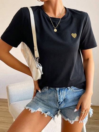 Livia™ | T-Shirt mit Hartdetail – Minimalistisch, Casual & Combinatie Sterk