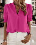 Lotte™ | Elegante V-hals Bluse mit Kurzen Ärmeln