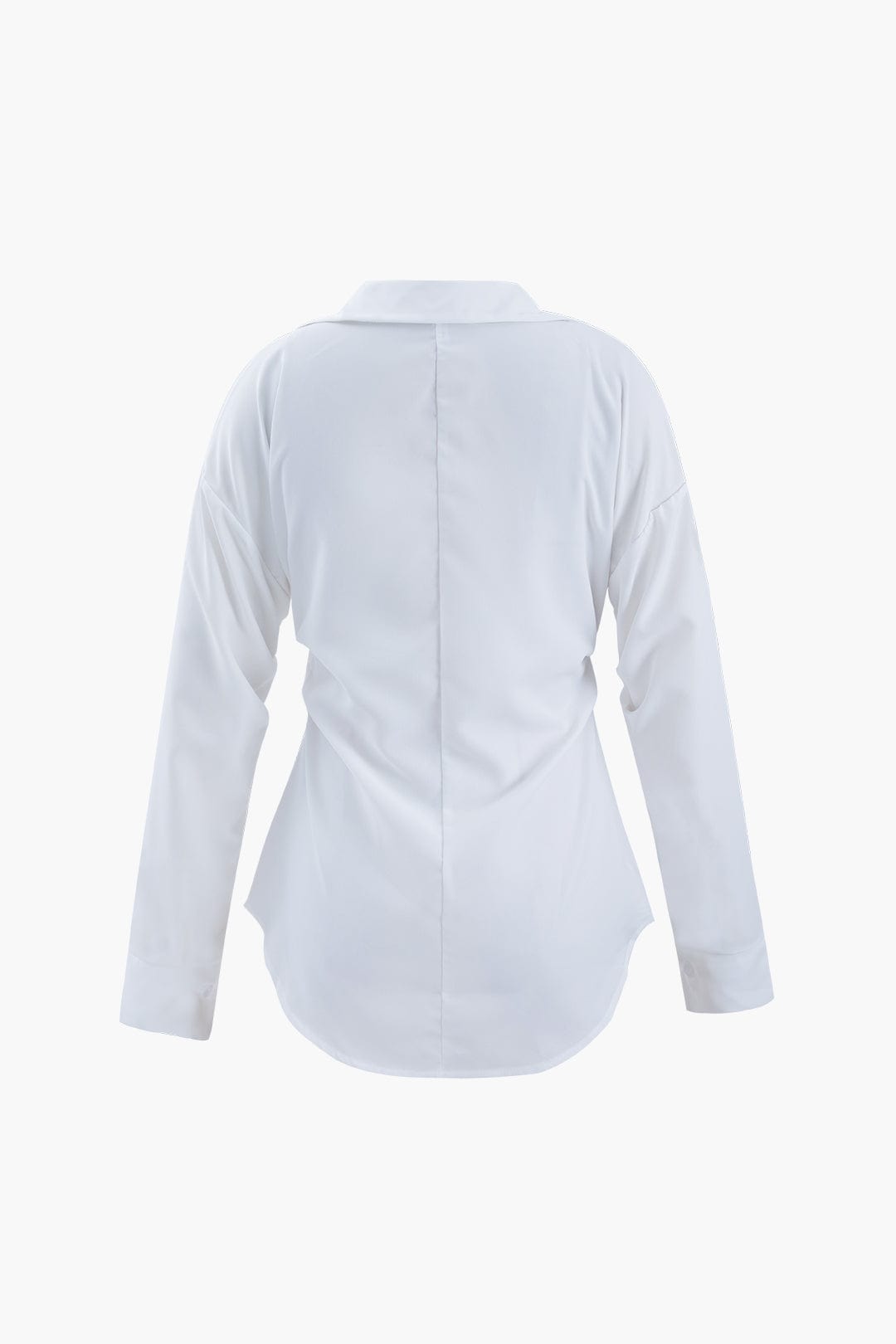 Ilaria™ | Weiße Oversized Bluse mit Benadrukte Taille und Klassische Kragen