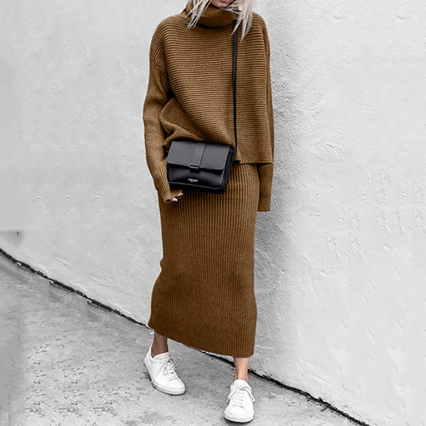 Montero™ | Zweiteiler mit Rollkragenpullover & Maxi-Rock