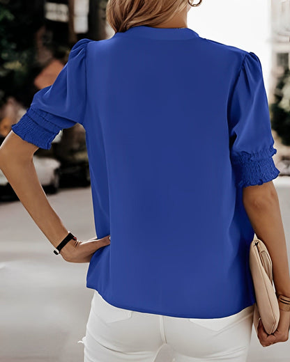 Lotte™ | Elegante V-hals Bluse mit Kurzen Ärmeln