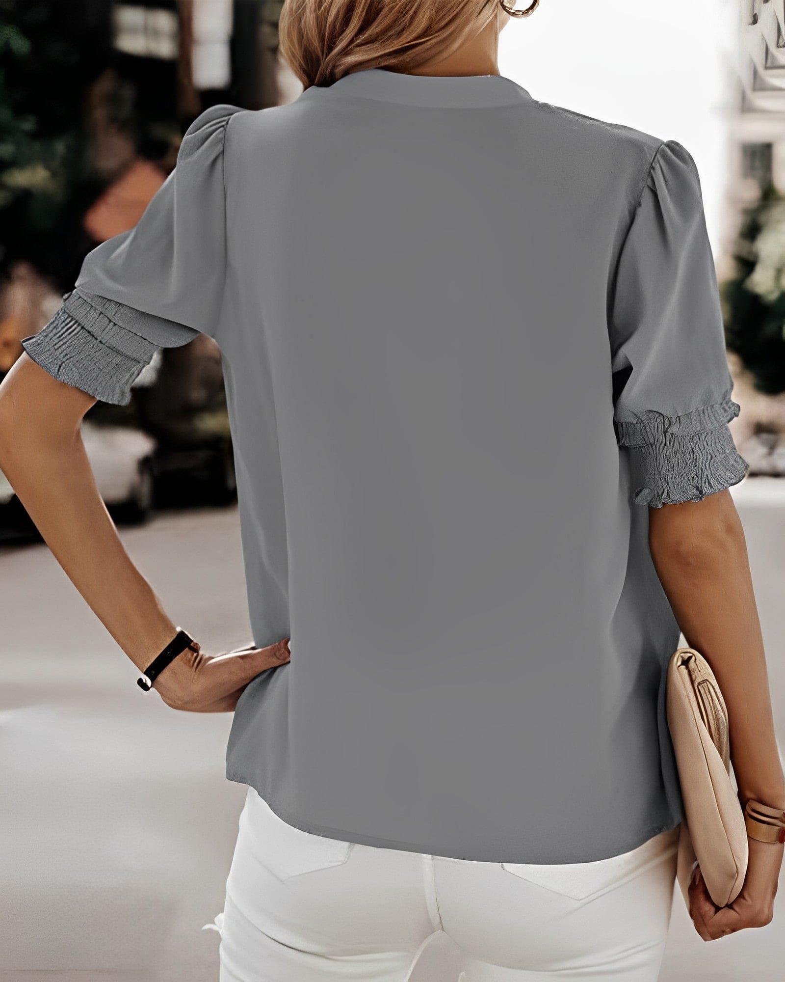 Lotte™ | Elegante V-hals Bluse mit Kurzen Ärmeln
