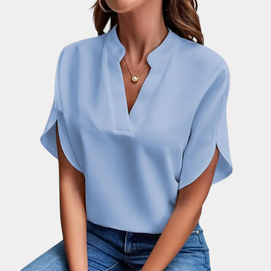 Marjolein™ | V-Ausschnitt Bluse mit Kurzen Ärmeln