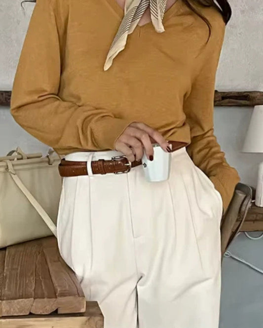 Ava™ | Plissierte Baggy-Hose mit Gürtel