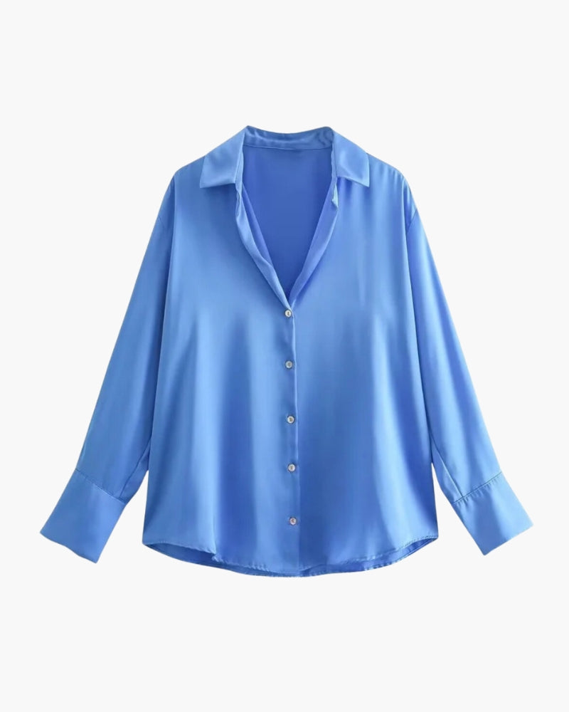 Alina™ | Satinbluse mit Knopfleiste
