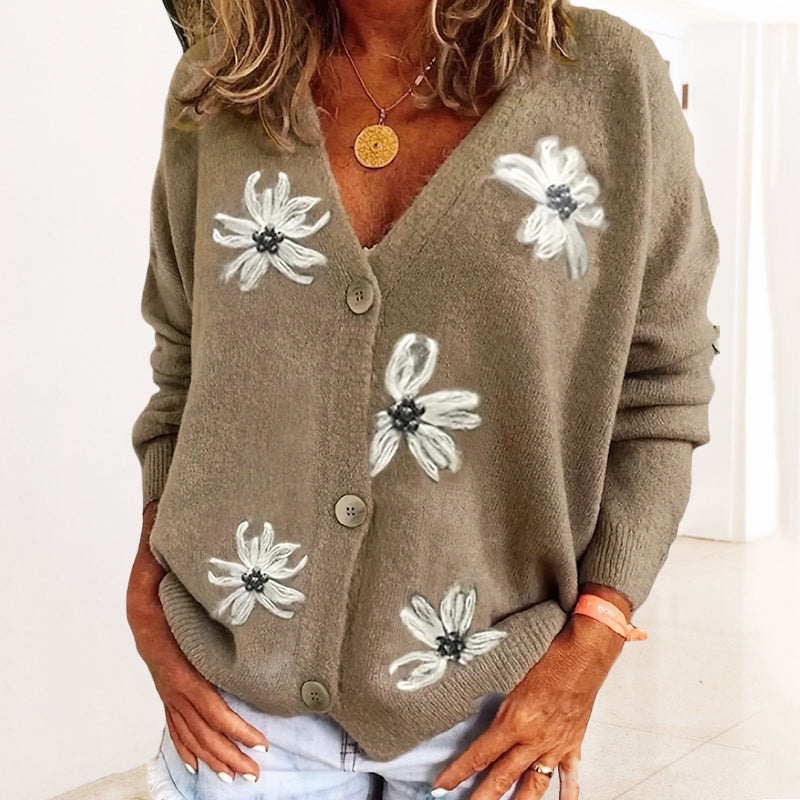 Gebreid™ | Gebreid Cardigan mit Bloemen | Losvallend Design | Comfortabel und Vrolijk