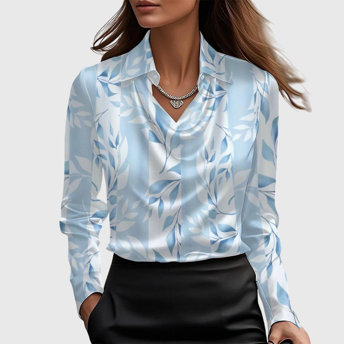 Athena™ | Top mit Watervalhals und Langarm