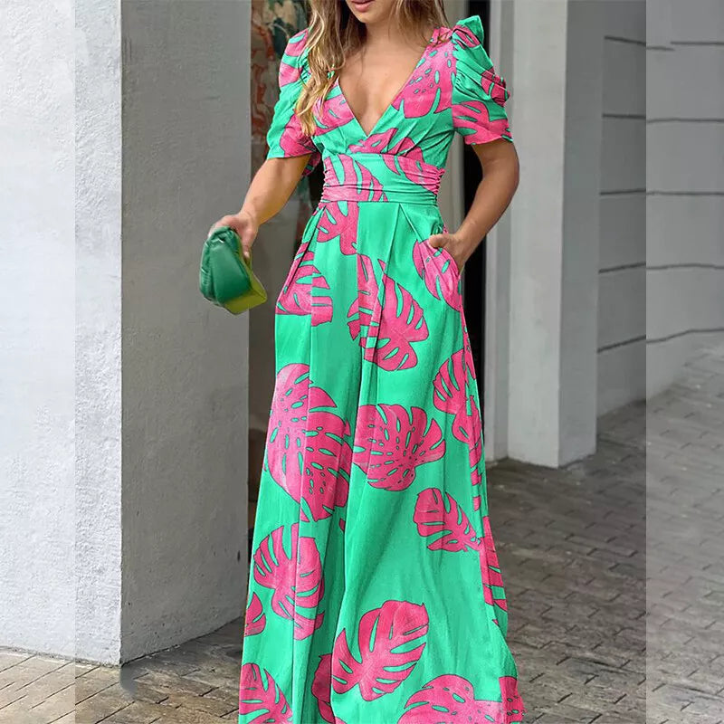 Adelina™ | Jumpsuit mit V-Ausschnitt mit Print